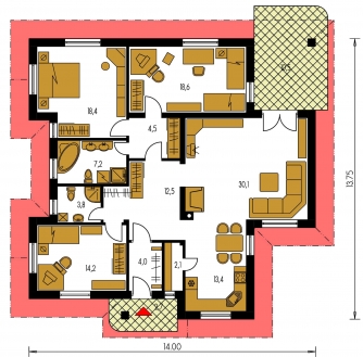 Mirror image | Floor plan of ground floor - BUNGALOW 54
